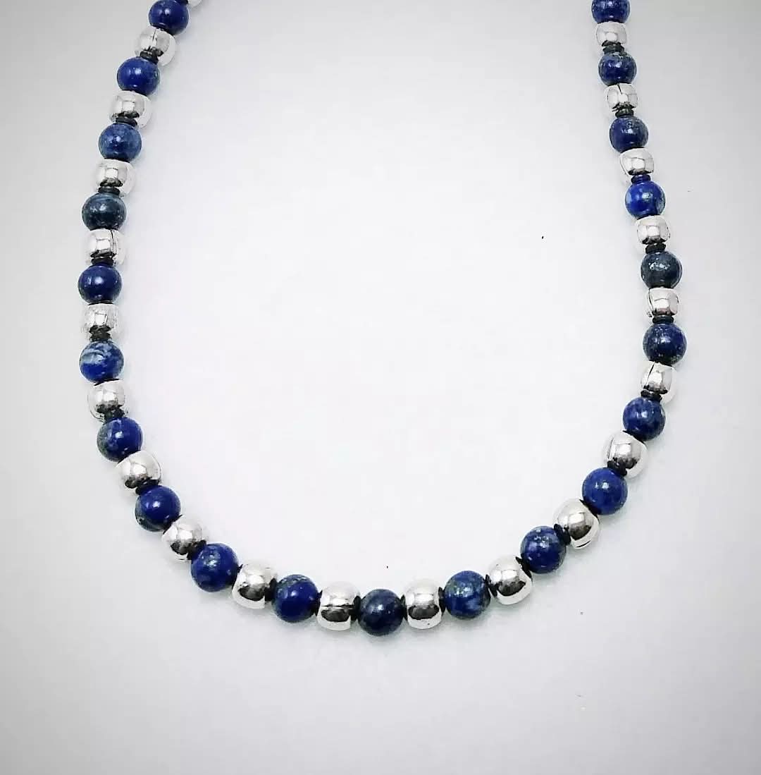 Collar lápiz lazuli y plata 925 3